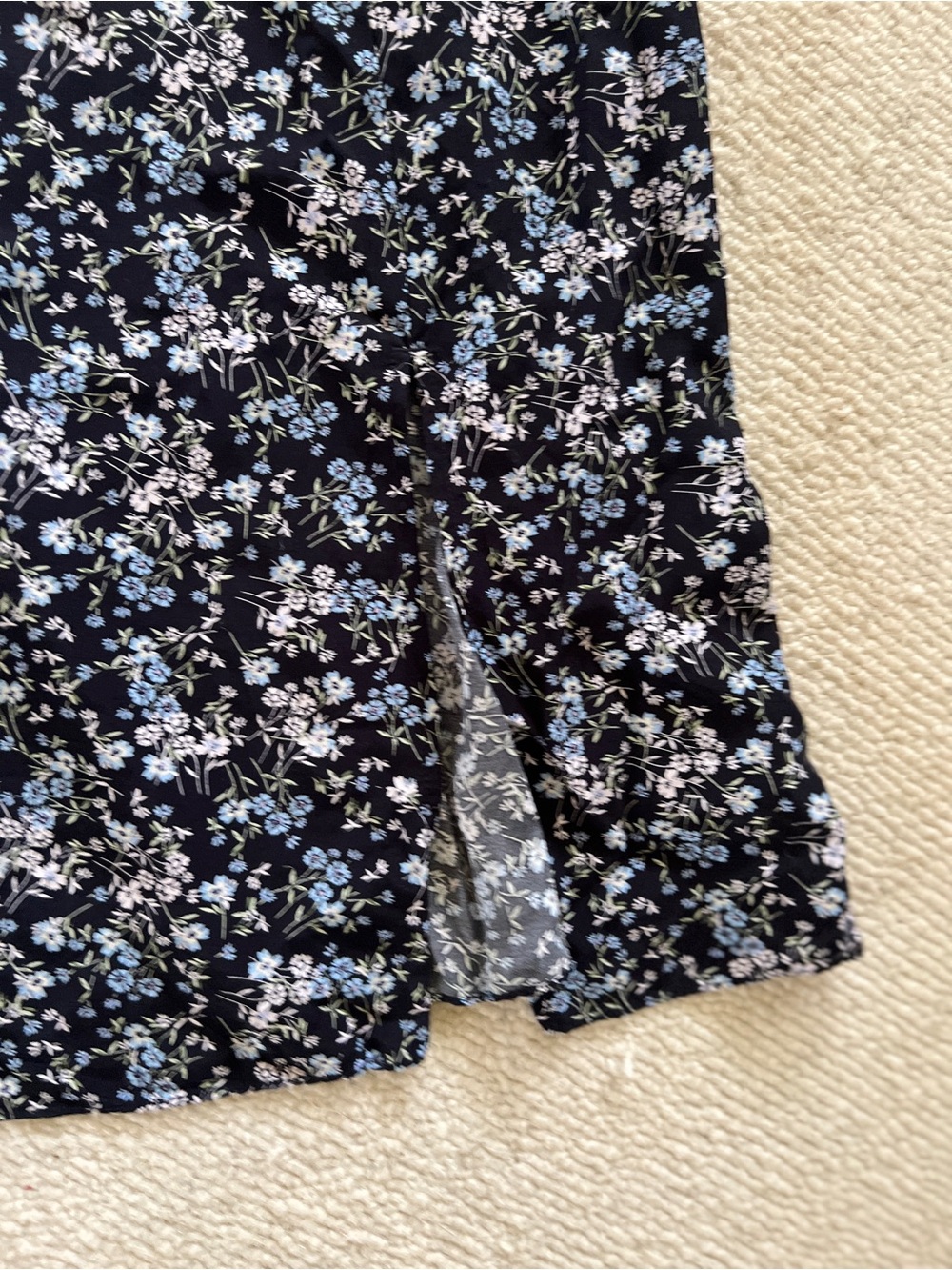 Cottagecore Uniqlo Black Floral Summer Midi Dress XS - Picture 9 of 11